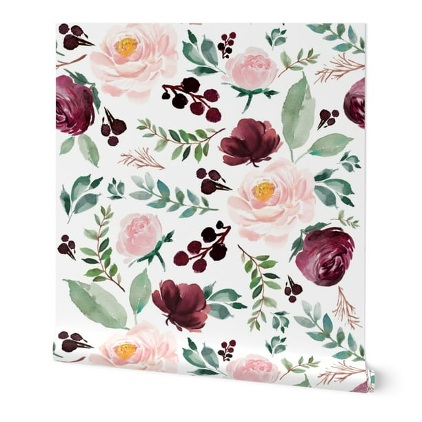 Wallpaper Roll Pink And White Roses Vintage Rose Garden Botanicals 24in x 27ft